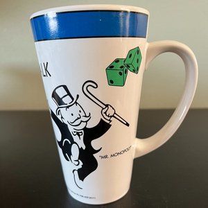 Vintage MR. MONOPOLY Board Game Tall Ceramic Cup / Mug ~  Hasbro 1999